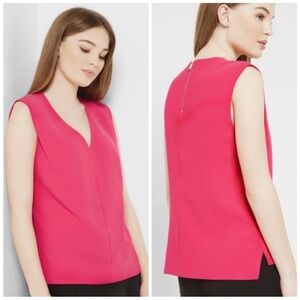 Ted Baker DEXI Tailored Sleeveless Blouse Fuschia crepe Keyhole Back Sz 0 US 2
